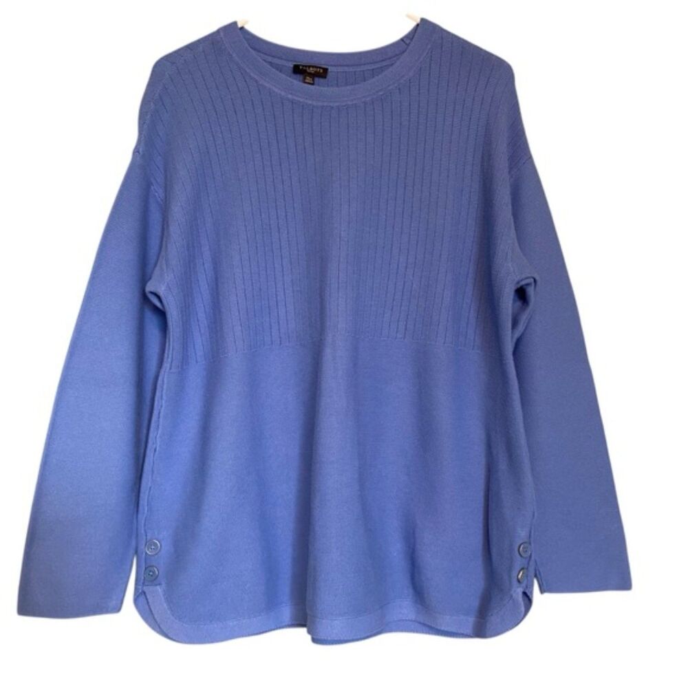 Talbots Ribbed Knit Cotton Blend Button Detail Sweater Size Extra Large Petite